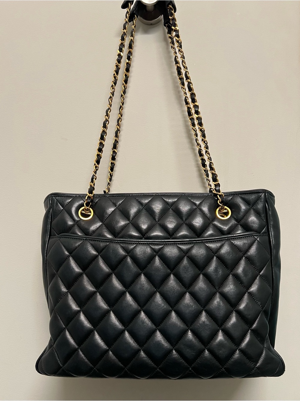 Vintage Chanel Quilted Matelasse CC Chain Shoulder Bag Dark Navy Lambskin - Picture 12 of 13